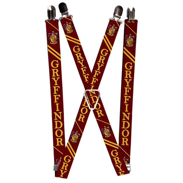 Buckle-Down Suspenders - 1.0" - GRYFFINDOR Crest Stripe3 Red Gold