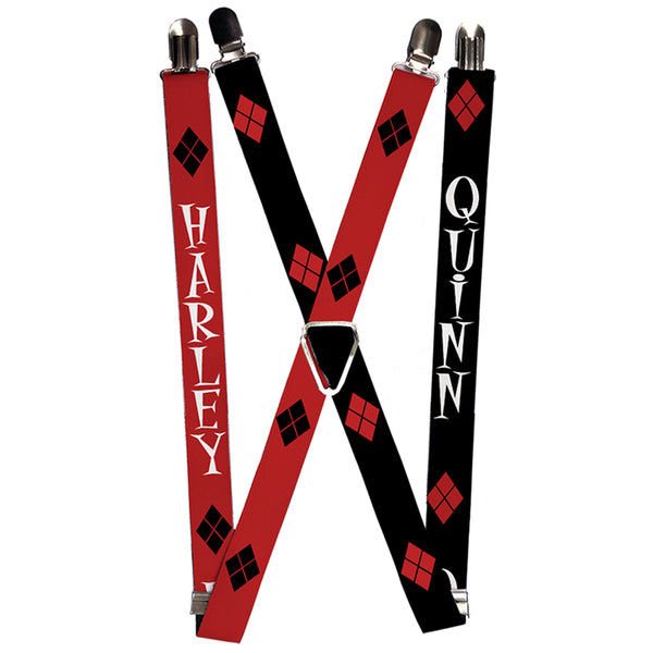 Buckle-Down Suspenders - 1.0" - HARLEY Diamonds Red Black White + QUINN Diamonds Black Red White