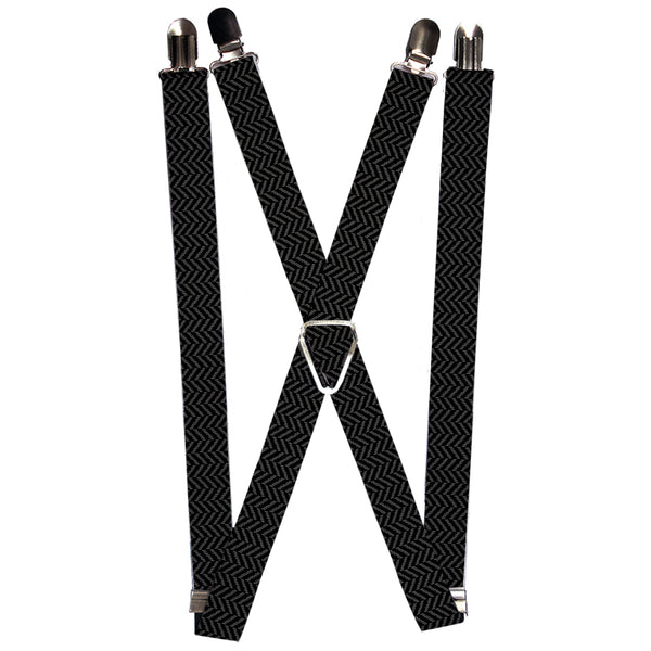 Buckle-Down Suspenders - 1.0" - Herringbone Jagged Black/Gray