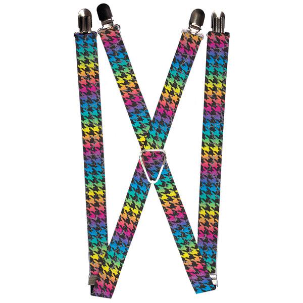 Buckle-Down Suspenders - 1.0" - Houndstooth Black/Rainbow