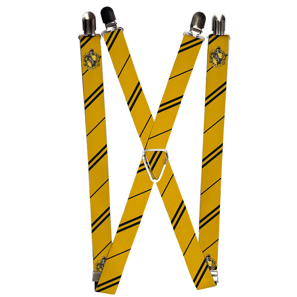 Buckle-Down Suspenders - 1.0" - HUFFLEPUFF Crest Stripe Yellow Black