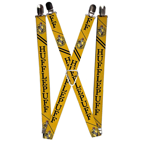 Buckle-Down Suspenders - 1.0" - HUFFLEPUFF Crest Stripe2 Yellow Black