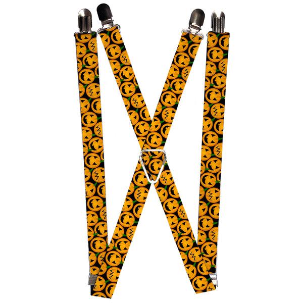 Buckle-Down Suspenders - 1.0" - Jack-o'-Lantern Collage Black