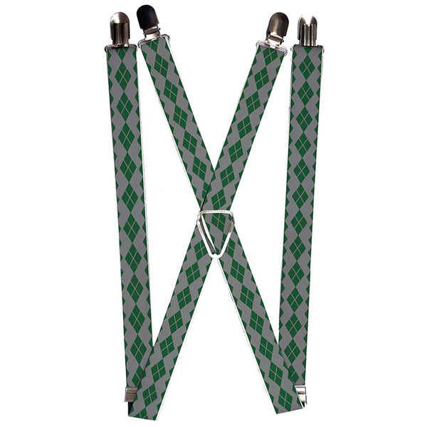 Buckle-Down Suspenders - 1.0" - Joker Diamonds Gray Green