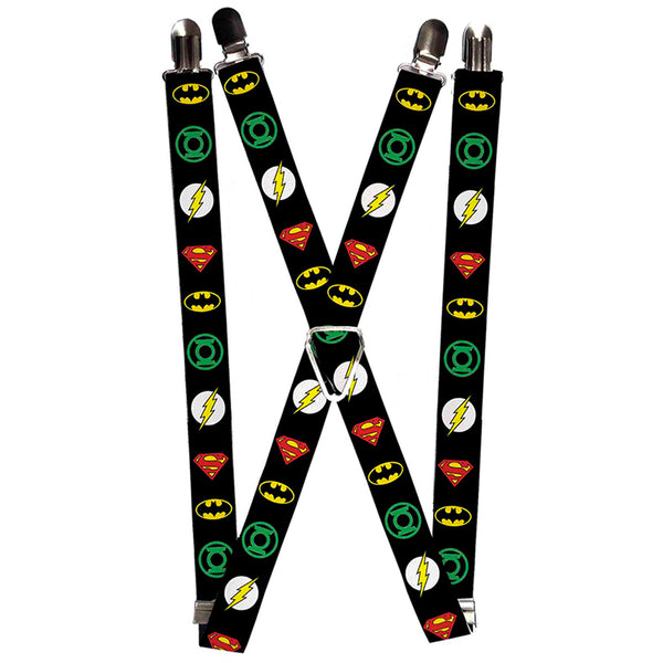 Buckle-Down Suspenders - 1.0" - Justice League Superhero Logos