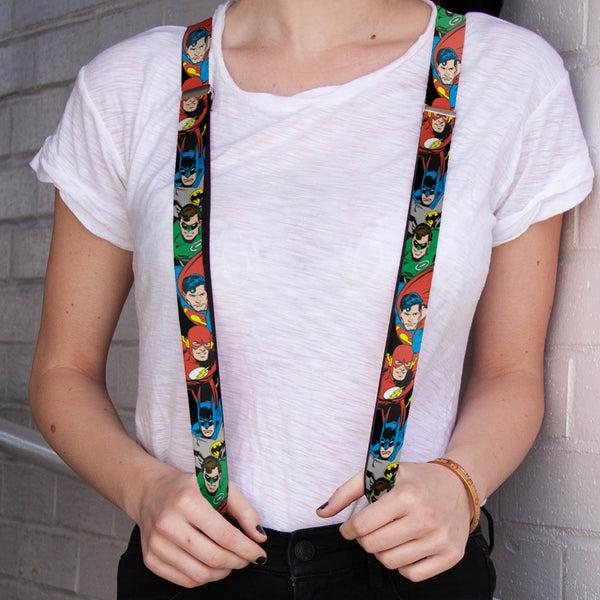 Buckle-Down Suspenders - 1.0" - Justice League Superheroes CLOSE-UP New