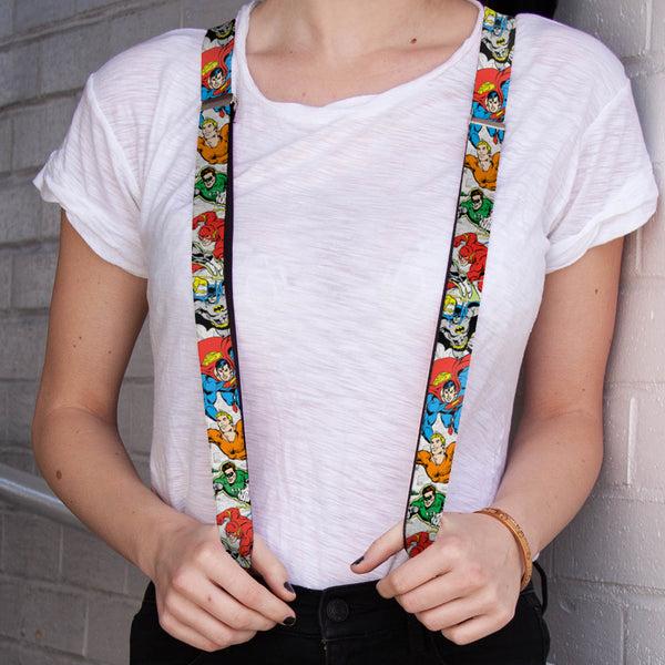 Buckle-Down Suspenders - 1.0" - Justice League Superheroes CLOSE-UP