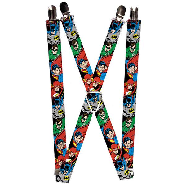 Buckle-Down Suspenders - 1.0" - Justice League Superheroes CLOSE-UP New