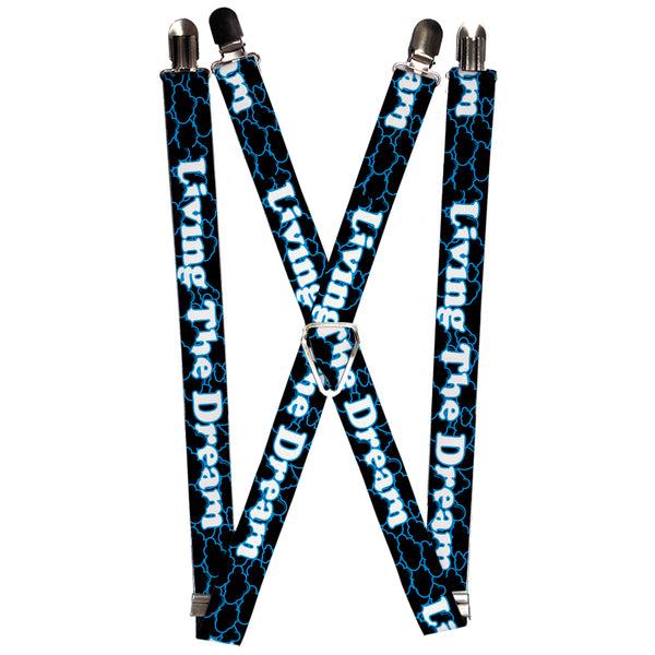 Buckle-Down Suspenders - 1.0" - LIVING THE DREAM/Clouds Black/Blue/White
