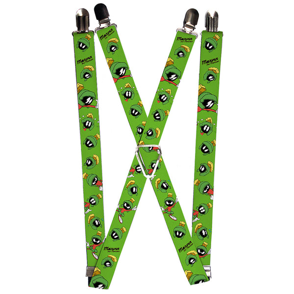Buckle-Down Suspenders - 1.0" - MARVIN THE MARTIAN w Poses Expressions Green