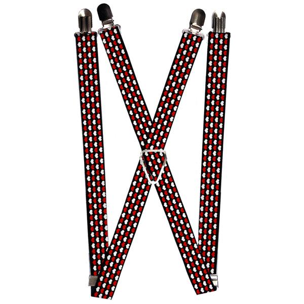 Buckle-Down Suspenders - 1.0" - Mini Hearts Black/Red/White