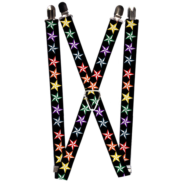 Buckle-Down Suspenders - 1.0" - Nautical Star Black/Multi Color