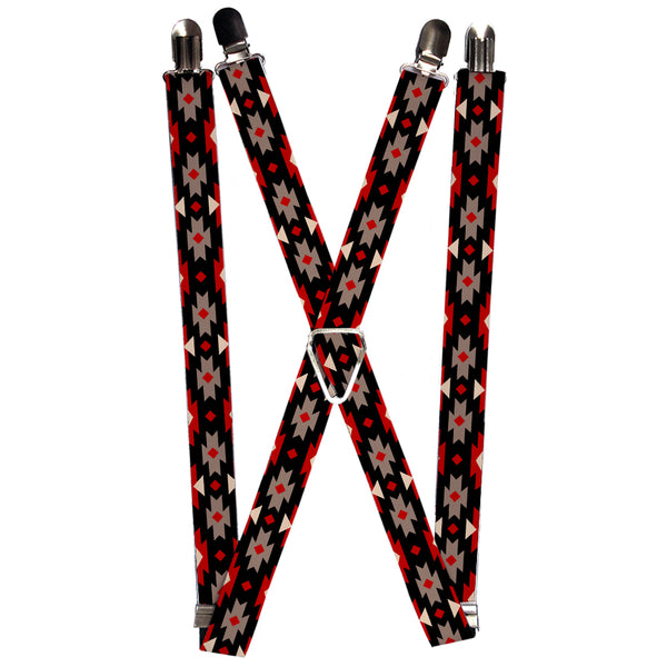 Buckle-Down Suspenders - 1.0" - Navajo Red/Black/Gray/Red