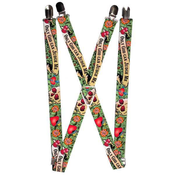 Buckle-Down Suspenders - 1.0" - Only God Can Judge Me Green