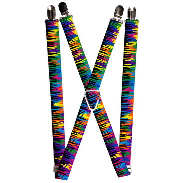 Buckle-Down Suspenders - 1.0" - Paint Drips Black/Multi Neon
