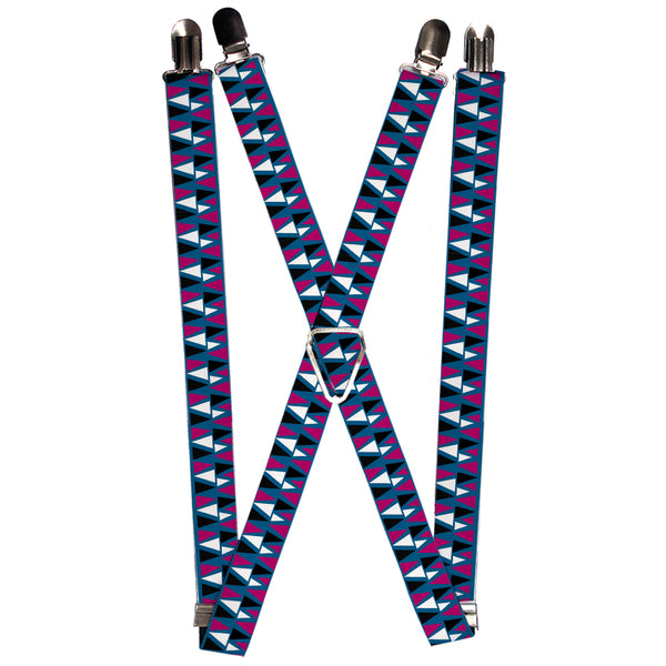 Buckle-Down Suspenders - 1.0" - Peaks Turquoise/Fuchsia/Black/White