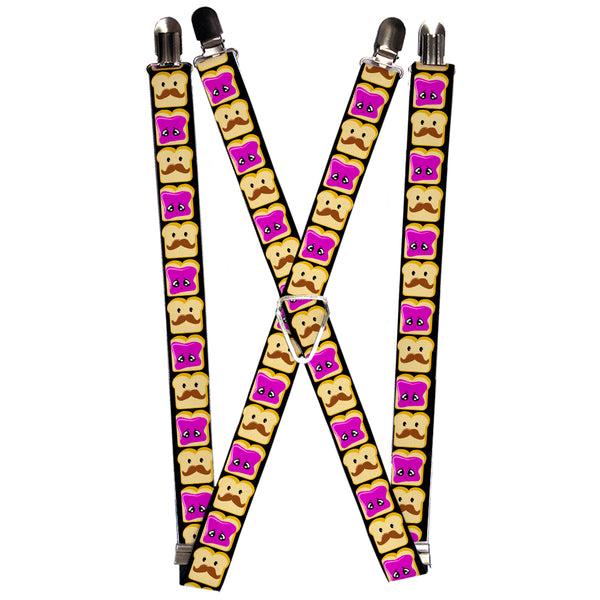Buckle-Down Suspenders - 1.0" - Peanut Butter w/Mustache & Jelly