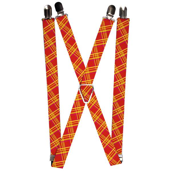 Buckle-Down Suspenders - 1.0" - Plaid X4 Fluorescent Oranges/Pinks/Yellow