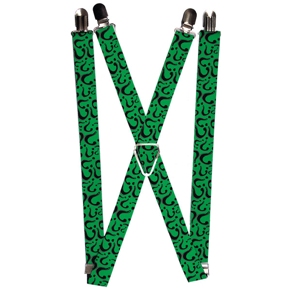 Buckle-Down Suspenders - 1.0" - Question Mark Scattered Lime Green Black Buckle-Down Suspenders - 1.0" - Question Mark Scattered Lime Green Black