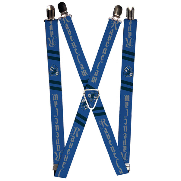 Buckle-Down Suspenders - 1.0" - RAVENCLAW Badge 2-Stripe Blue Black Gray