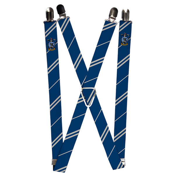 Buckle-Down Suspenders - 1.0" - RAVENCLAW Crest Stripe Blue Gray