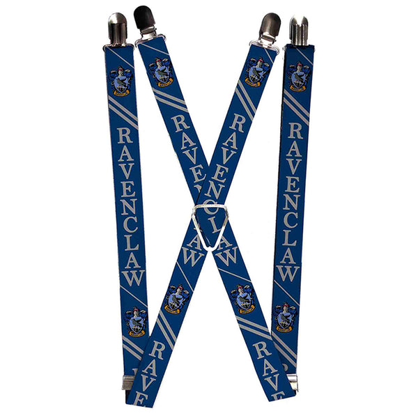 Buckle-Down Suspenders - 1.0" - RAVENCLAW Crest Stripe2 Blue Gray