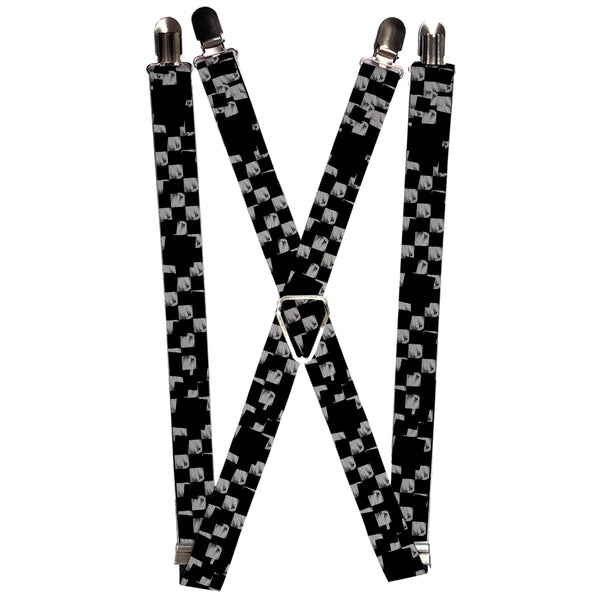 Buckle-Down Suspenders - 1.0" - Scribble Checker Black/White