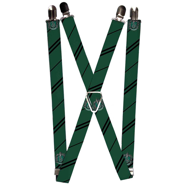 Buckle-Down Suspenders - 1.0" - Slytherin Crest Stripe Green Black