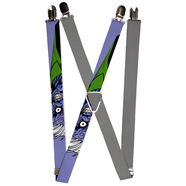 Buckle-Down Suspenders - 1.0" - Split Two-Face Purple + Plain Gray