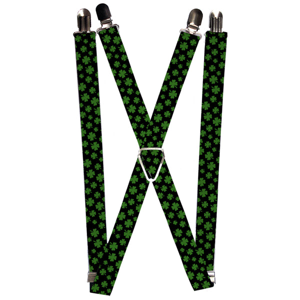 Buckle-Down Suspenders - 1.0" - St. Pat's Clovers Scattered Black/Green