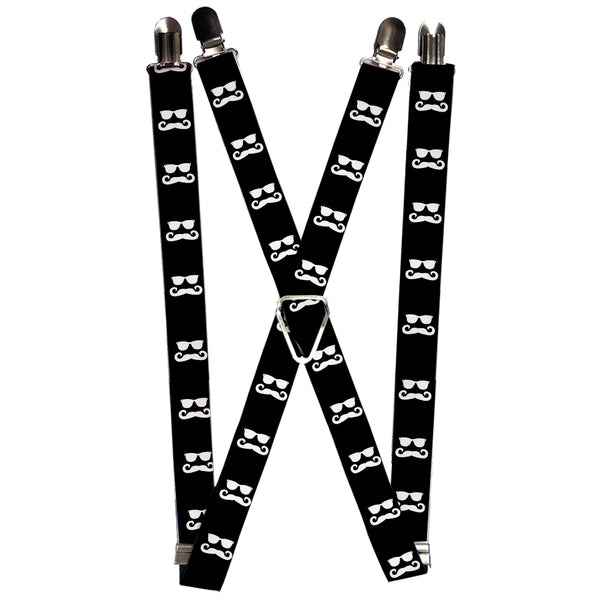 Buckle-Down Suspenders - 1.0" - Sunglasses & Mustache Black/White