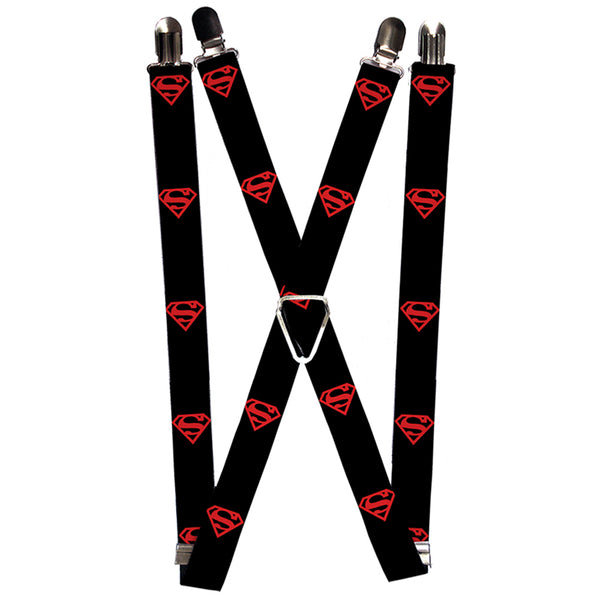 Buckle-Down Suspenders - 1.0" - Superboy Shield Black Red