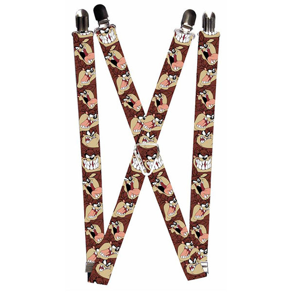 Buckle-Down Suspenders - 1.0" - Tasmanian Devil Expressions Brown