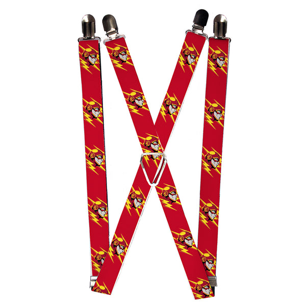 Buckle-Down Suspenders - 1.0" - The Flash Face Bolts Reds Yellow Gray