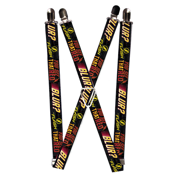 Buckle-Down Suspenders - 1.0" - THE FLASH Logo YOU SEE THAT RED BLUR? Grays Yellows Reds
