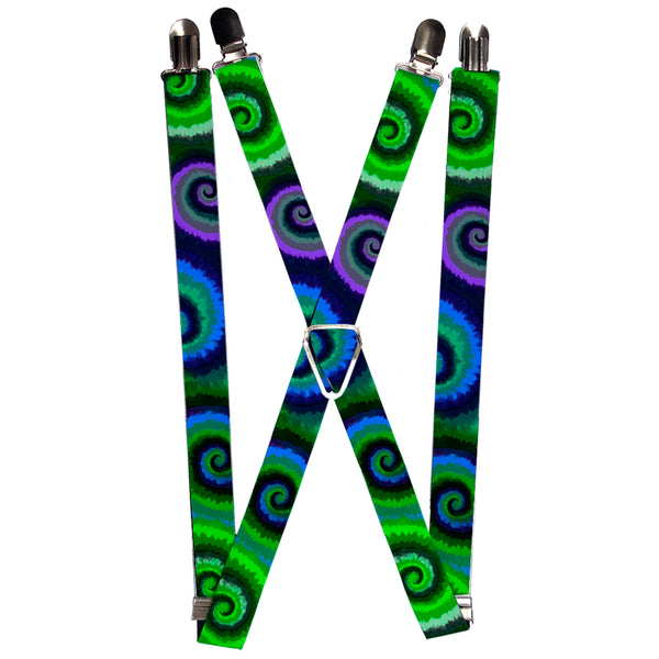 Buckle-Down Suspenders - 1.0" - Tie Dye Swirl Green/Blue/Purple