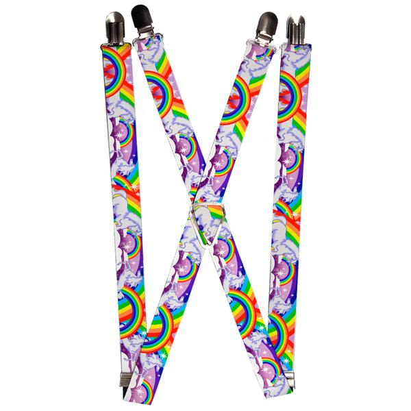 Buckle-Down Suspenders - 1.0" - Unicorns in Rainbows w/Sparkles/Purple