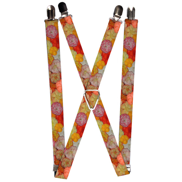 Buckle-Down Suspenders - 1.0" - Vivid Floral Collage2 Yellows/Pinks/Oranges