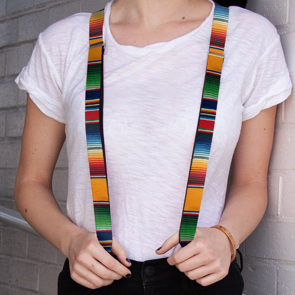 Buckle-Down Suspenders - 1.0" - Zarape2 Vertical Multi Color Stripe