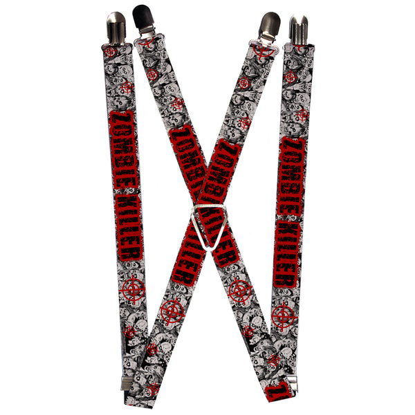 Buckle-Down Suspenders - 1.0" - ZOMBIE KILLER w/Stacked Zombies Sketch