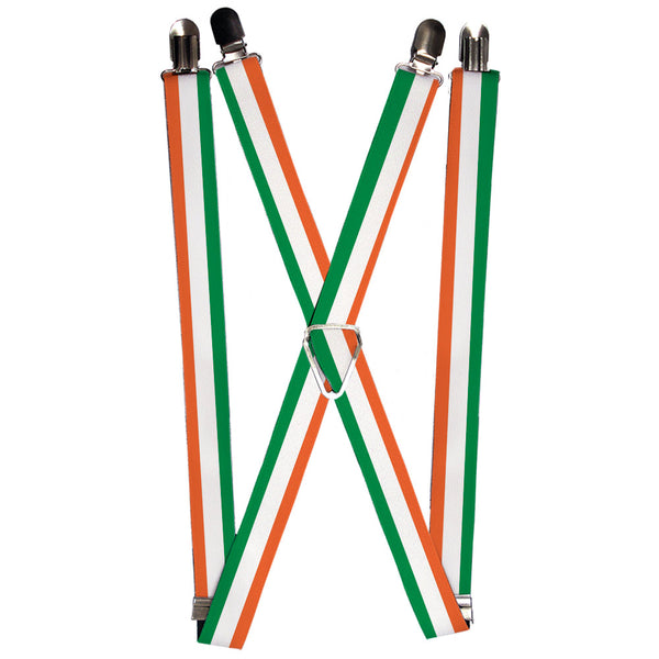 Buckle-Down Suspenders - 1.25" - Ireland Flag Stripes Green/White/Orange