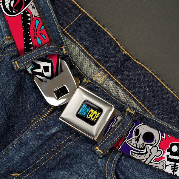Buckle-Down TEEN TITANS GO Full Color Black Blue Yellow Seatbelt Belt - TEEN TITANS GO RAVEN/Demon/Trigon Purple Webbing