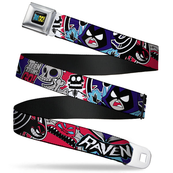 Buckle-Down TEEN TITANS GO Full Color Black Blue Yellow Seatbelt Belt - TEEN TITANS GO RAVEN/Demon/Trigon Purple Webbing