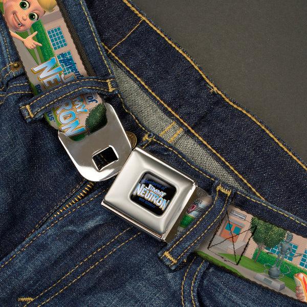 Buckle-Down The Adventures Of Jimmy Neutron Logo Full Color Black/Blues Full Color Seatbelt Belt - THE ADVENTURES OF JIMMY NEUTRON Group School Pose Webbing