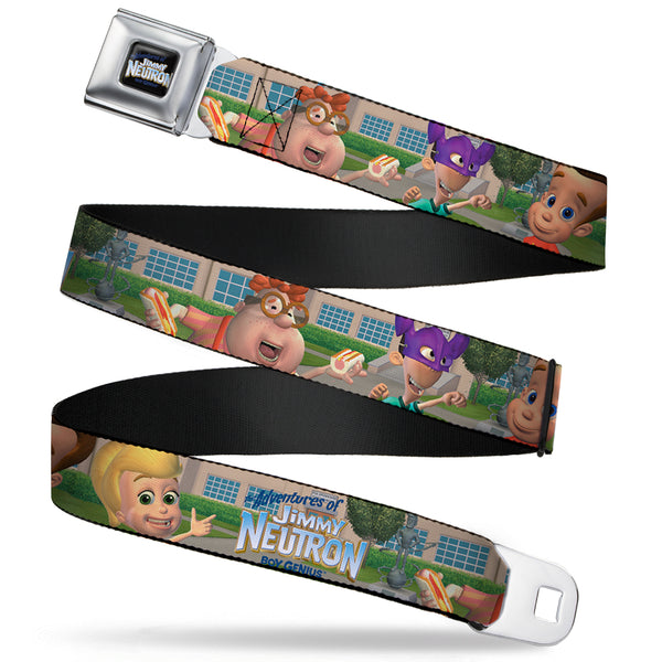 Buckle-Down The Adventures of Jimmy Neutron Logo Full Color Black/Blues Full Color Seatbelt Belt - THE ADVENTURES OF JIMMY NEUTRON Group School Pose Webbing