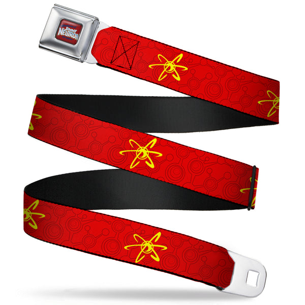 Buckle-Down The Adventures of Jimmy Neutron Logo Full Color Red/Blues Seatbelt Belt - Jimmy Neutron Atoms & Molecules Red/Yellow Webbing