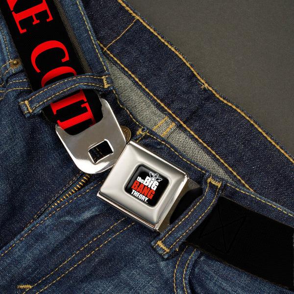 Buckle-Down THE BIG BANG THEORY Full Color Black White Red Seatbelt Belt - BBT MAKE COITUS/Atom/NOT WAR Black/Red/White Webbing