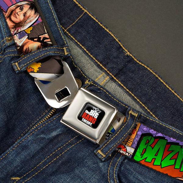 Buckle-Down THE BIG BANG THEORY Full Color Black White Red Seatbelt Belt - The Big Bang Theory Comic Strip Webbing