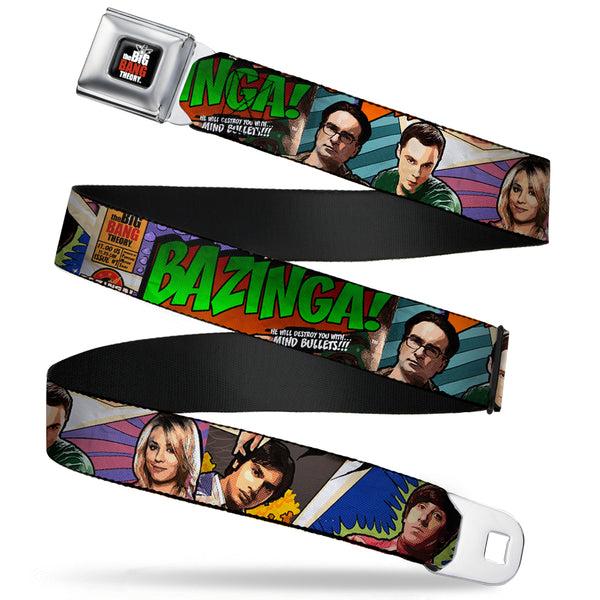 Buckle-Down THE BIG BANG THEORY Full Color Black White Red Seatbelt Belt - The Big Bang Theory Comic Strip Webbing