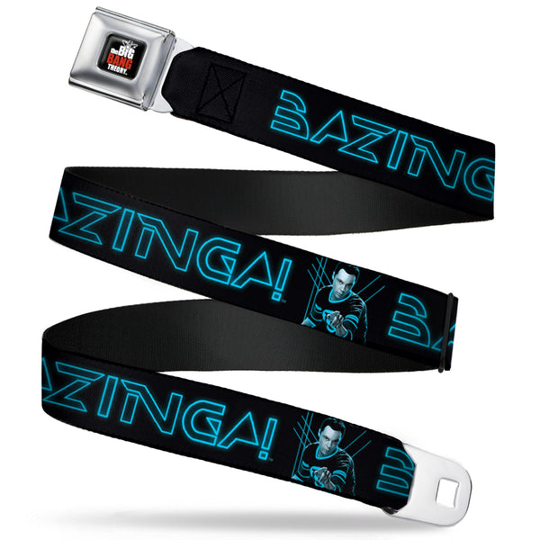 Buckle-Down THE BIG BANG THEORY Full Color Black White Red Seatbelt Belt - Sheldon/BAZINGA Black/Blue Glow Webbing